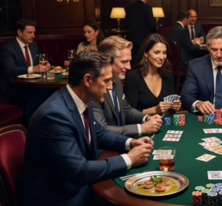 Atmosfera wieczornego turnieju offline poker w restauracji Dutch Pipe Service